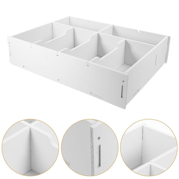 Milisten White Cash Storage Box Multi Compartment Desktop Receipt Holder