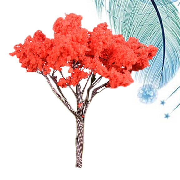 Milisten Red Plastic Tree Ornaments for Terrarium, Container Garden Decorations, Cute Simulation Miniature Plants