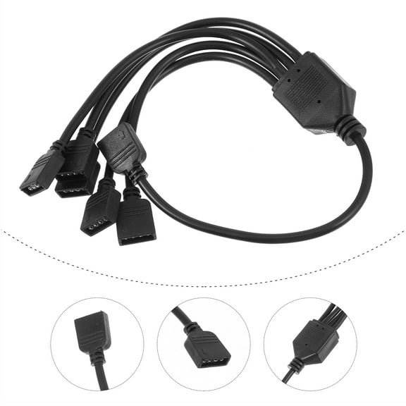 Milisten RGB LED Splitter Cable for Computer Builds, Black ABS, 1 Set - PC Case Lighting Extension, 4 Connector
