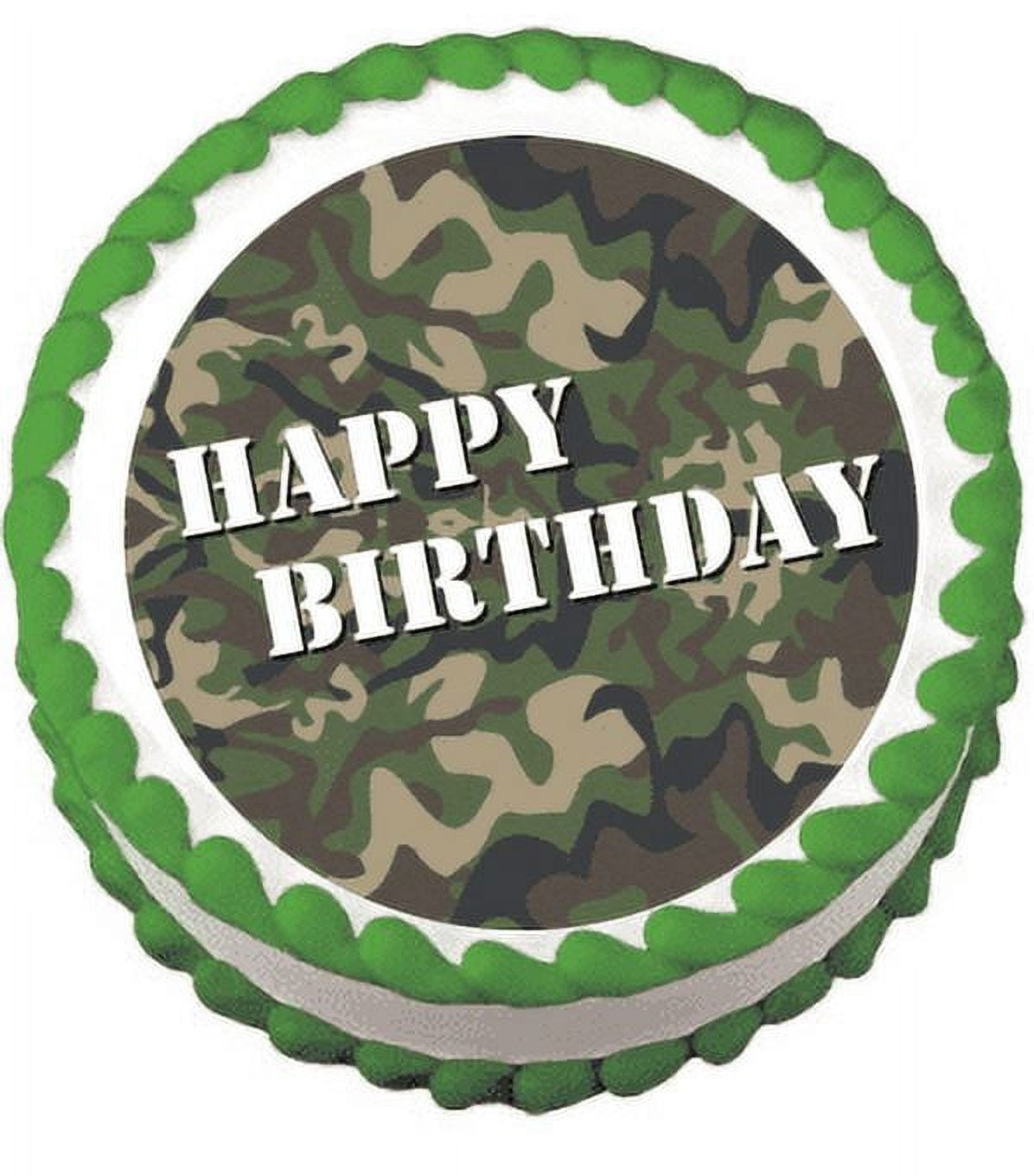 CAKESUPPLYSHOP Militar Army Camoflage Edible Frosting Sheet Photo Image Cake Topper
