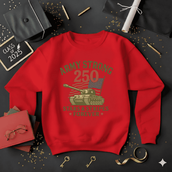 Military 250th Anniversary Heritage Freedom Pride Honor Tribute Graphic Sweatshirt, up to size 5XL