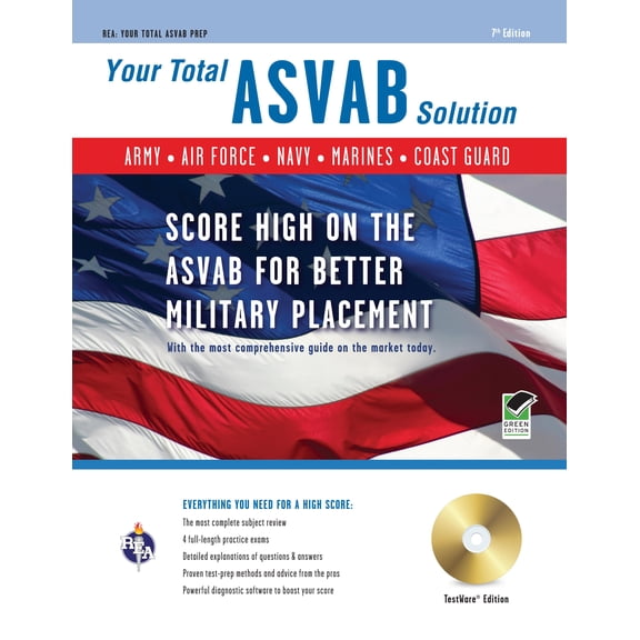 Pre-Owned Military (ASVAB) Test Preparation: ASVAB w/CD-ROM 7th Ed. : Your Total Solution (Edition 7) (Paperback)