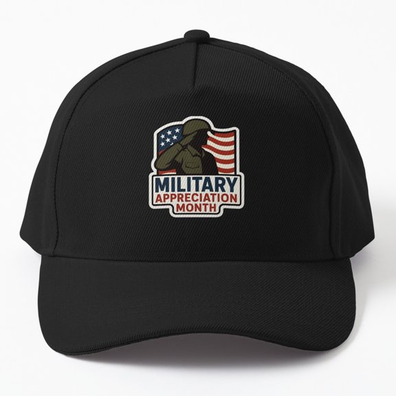 Military Appreciation Month Baseball Hat, Service Tribute Graphic Design, Classic Cap
