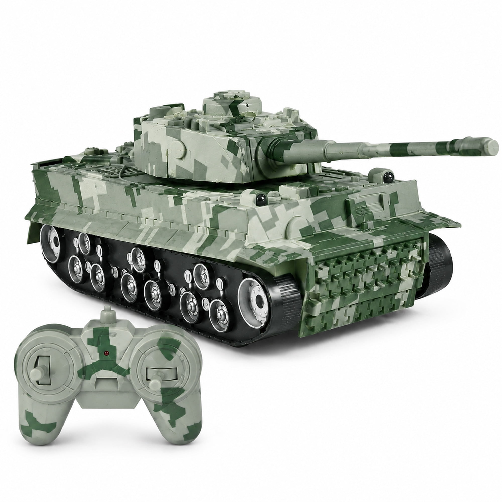 Camouflage Military Tank Toy for Kids, Army Battle Tank Vehicle with Controller, 360° Rotating Turret, Pretend Play Toy Gift for Boys Girls Ages 3+