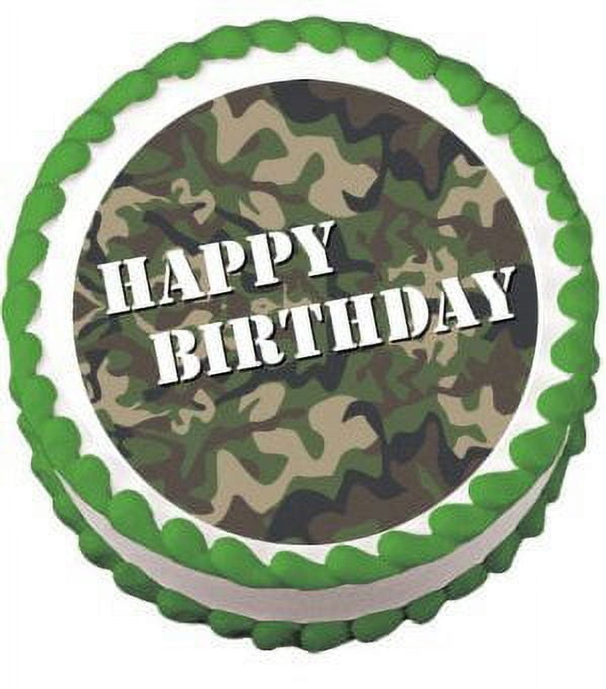 Military Army Camoflage Edible Image Cake Topper, by A Birthday Place