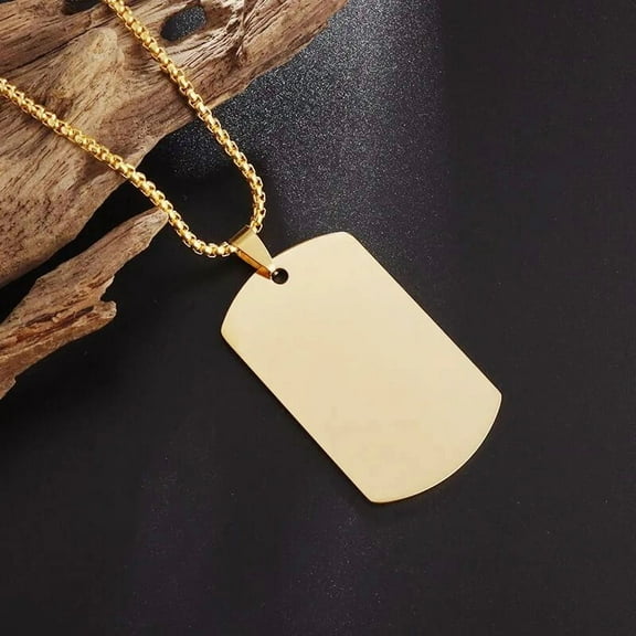 Military Army Dog Tag Real Mens Pendant Ball Bead Chain 14K Yellow Gold Necklace Fashion Accessories