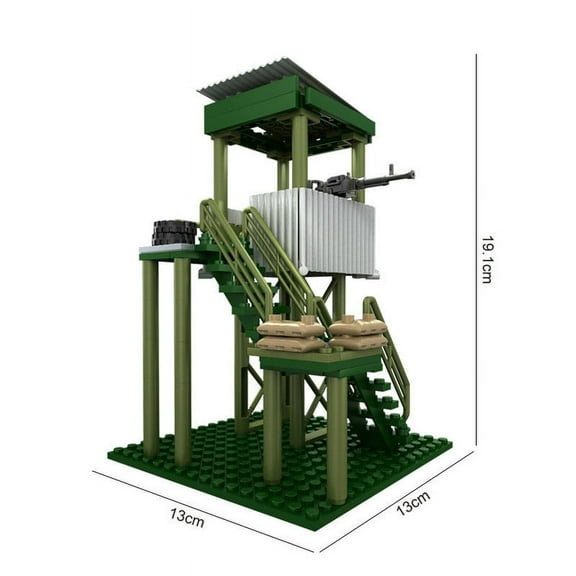 Military Army Soldiers World War 2 Observation Tower Sentry Scene Model DIY Building Blocks Bricks Toys For Children