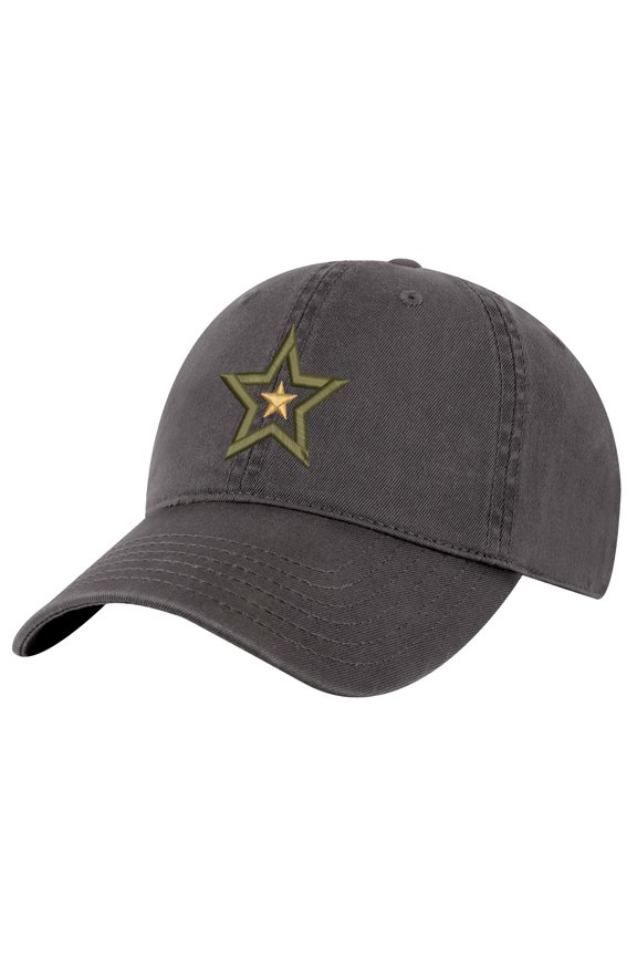 Military Army Star Cap Baseball Hat Embroidered Patriotic Strapback Dad Hat (Charcoal)