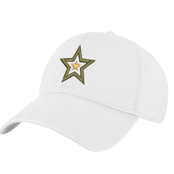 Military Army Star Cap Baseball Hat Embroidered Patriotic Strapback Dad Hat (White)
