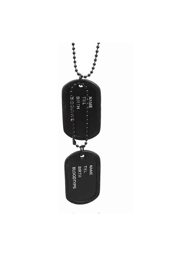 Military Army Style Black 2 Dog Tags Pendant Sweater Chain Necklace Men's Jewelry Suspension Trinket