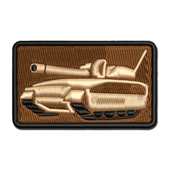 Military Army Tank Applique Multi-Color Embroidered Iron-On Patch - 2.0 Inch Mini