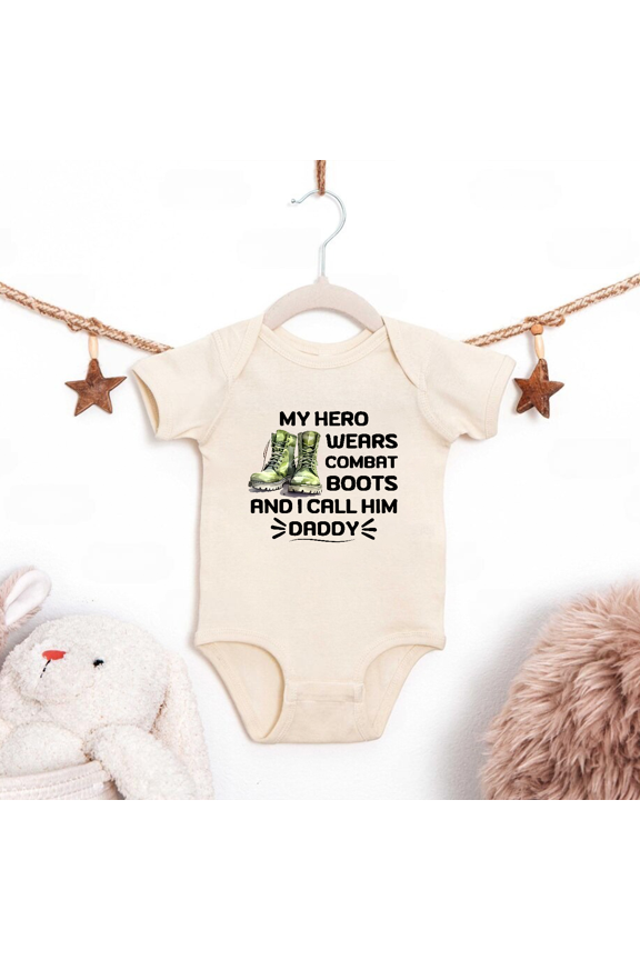 Military Baby Bodysuit, Daddy Wears Combat Boots Infant Outfit, Newborn Gift