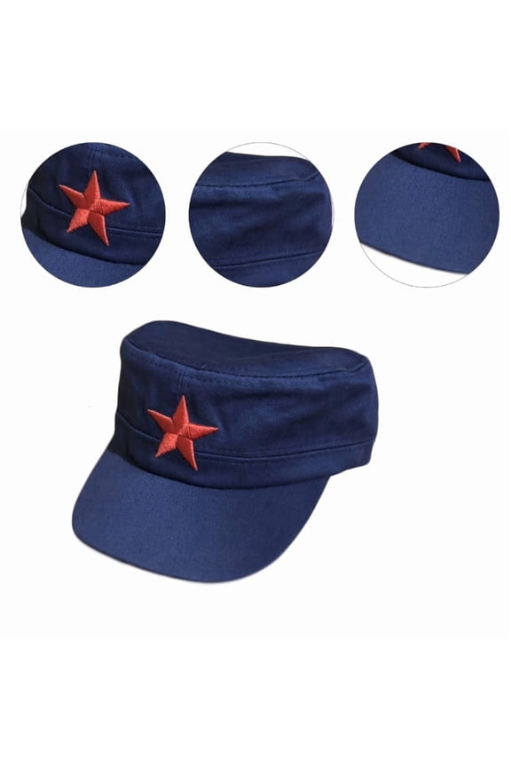 Military Baseball Hat for Kids Breathable Flat Top Cap Outdoor Camping Hat Five Pointed Star Flat Top Hat Military Hat Universal Peaked Cap Headwear