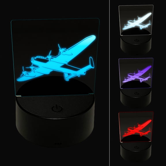 Military Bomber Plane LED Night Light Sign 3D Illusion Desk Nightstand Lamp