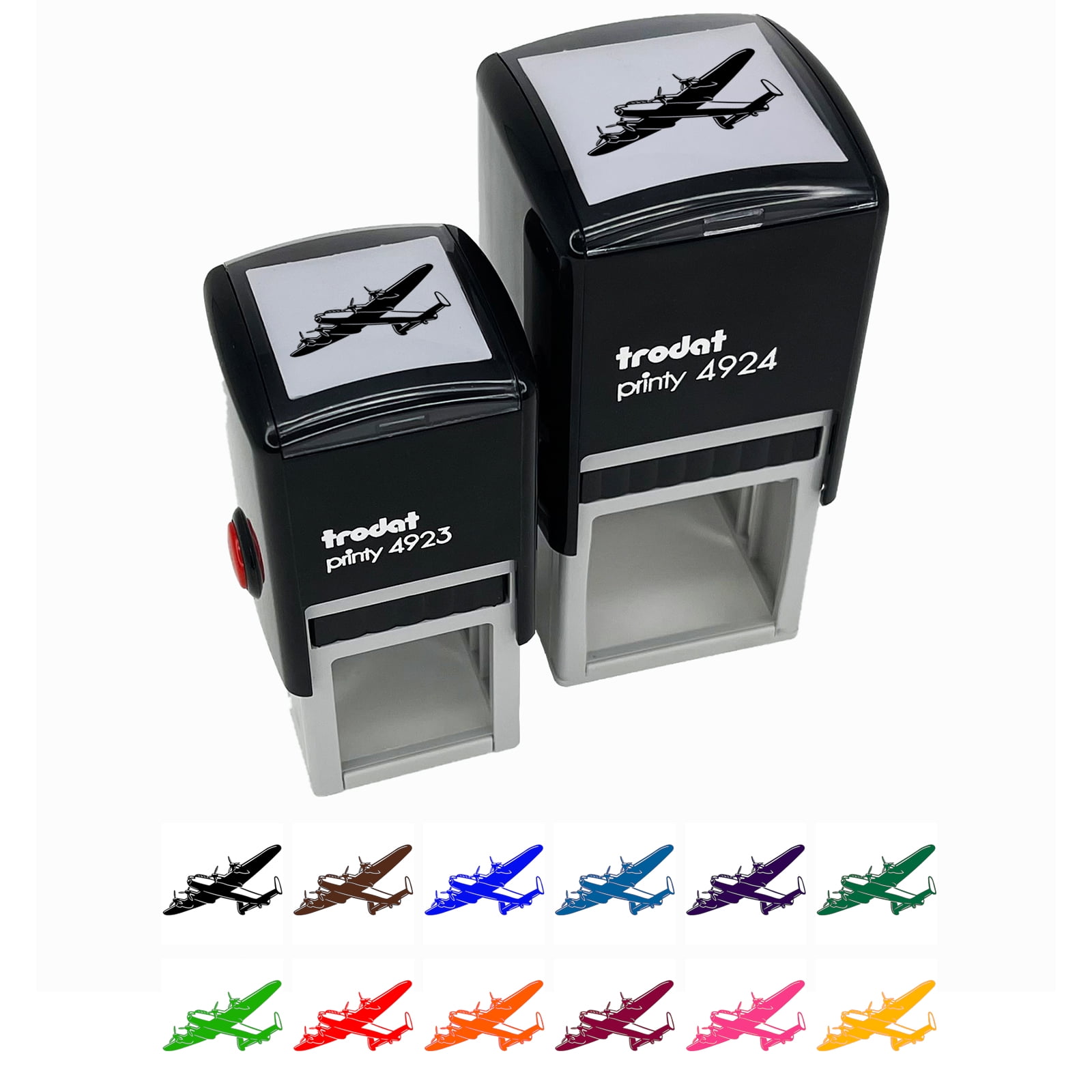 Ink Plane Military Bomber Plane Self-Inking Rubber Stamp Ink Stamper - Lime Green ...