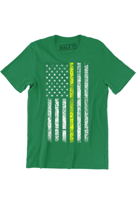 Military Border Patrol Thin Green Line USA Flag Men Patriotic T-Shirt