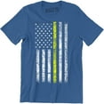 thumbnail image 1 of Military Border Patrol Thin Green Line USA Flag Men Patriotic T-Shirt, 1 of 4