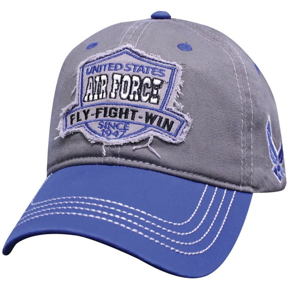 Military Branch Logo 6 Panel Vintage Look Embroidered Cotton Cap - Air Force