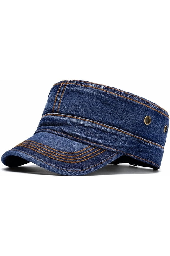 Military Cadet Army Cap for Men Women – Washed Cotton Vintage Adjustable Flat Top Hat