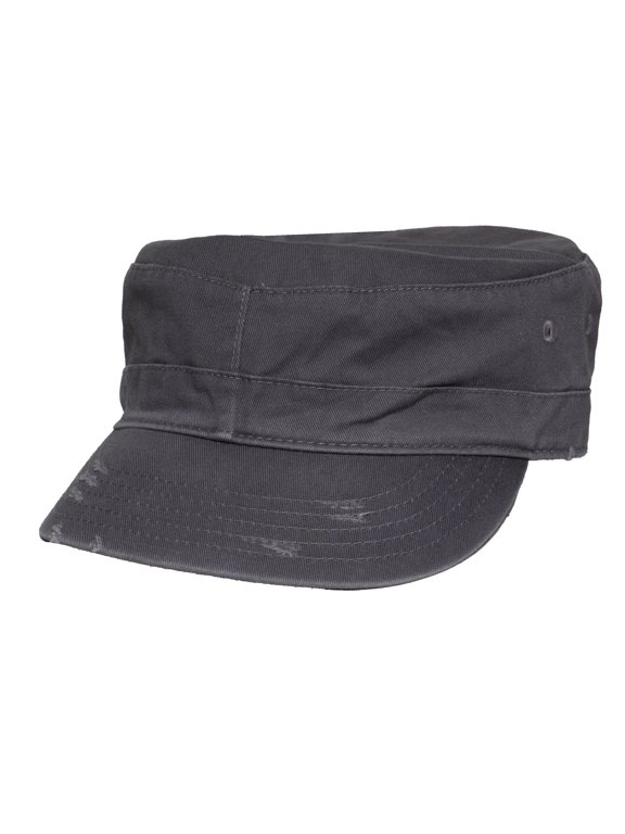 Military Cadet Hat Distressed Army Style Patrol Cap For Mens Womens Unisex Grey