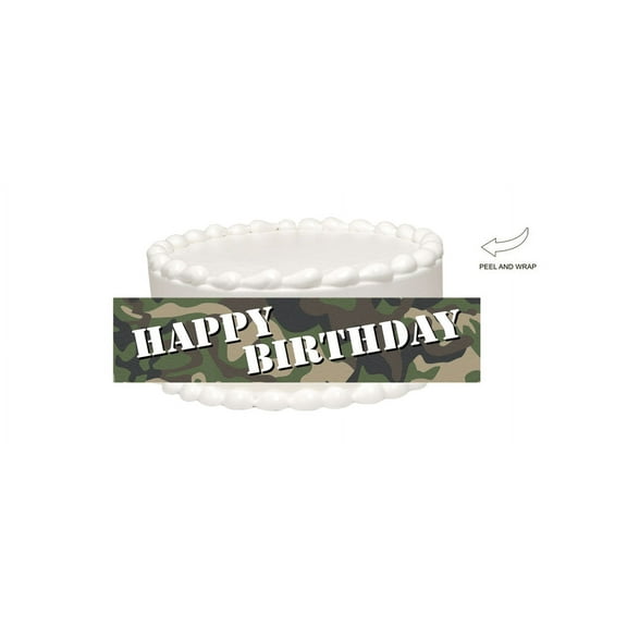 Military Camoflage Edible Cake Side Photo Image Decoration