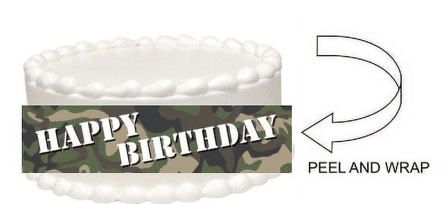 CAKESUPPLYSHOP Military Camoflage Peel and Stick Edible Cake Image Wrap Ribbon