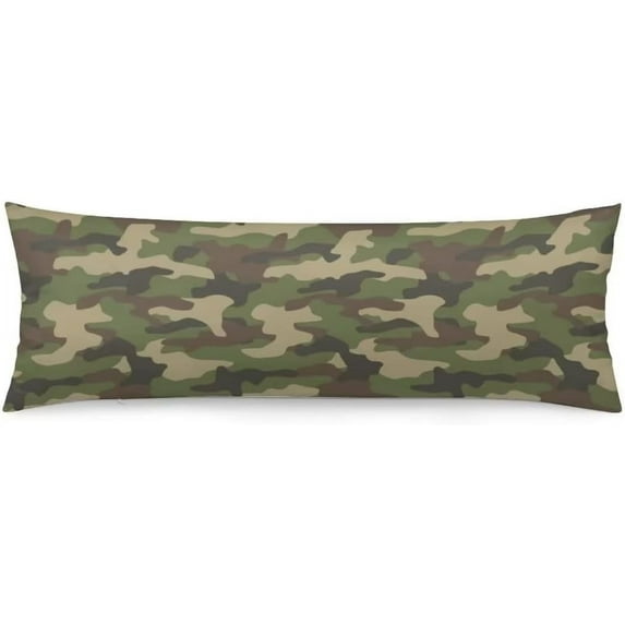 Military Camouflage Body Pillow Cover Army Green Camo Hunting Long Pillow Case with Zipper Decorative Large Bedding Pillowcase Farmhouse Cushion Covers for Bedroom,Couch,Sofa,Home Gifts 20"x54"