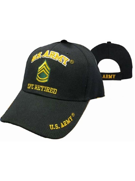 Black US Army SFC Sergeant First Class Retired Hat Ball Cap Veteran 1st E-7