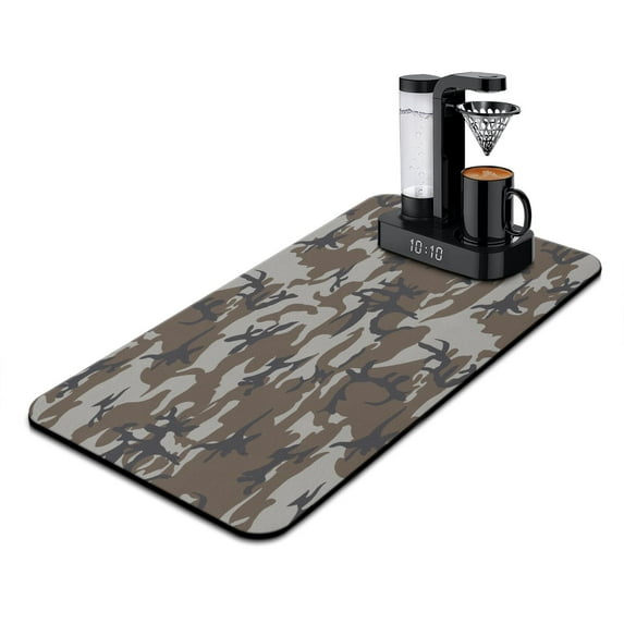 Military Camouflage Coffee Mat, Absorbent Dish Drying Pad with Heat-Resistant Surface, Multi-Purpose Kitchen Counter Mat Featuring Desert, Jungle, and Tactical Army Camouflage Designs, Reusable Under