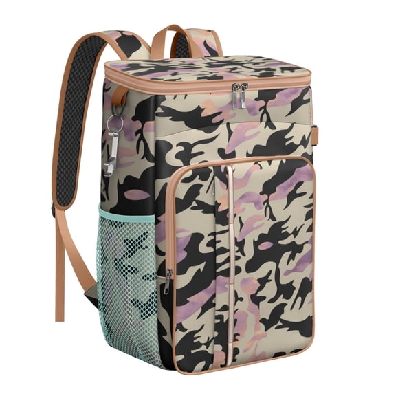Military Camouflage Cooler Backpack - 20L High-Capacity Insulated Lunch Bag for Camping, Beach & Picnic, Tactical Desert Jungle Backpack with Multiple Pockets & Durable Oxford Exterior
