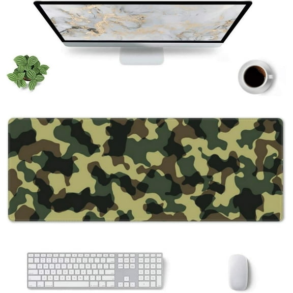 Military Camouflage Gaming Mouse Pad Large Mouse Pad (31.5x11.8 Inch) Non-Slip Rubber Base Large Desk Mat Desk Protector for Home Office Gaming Work