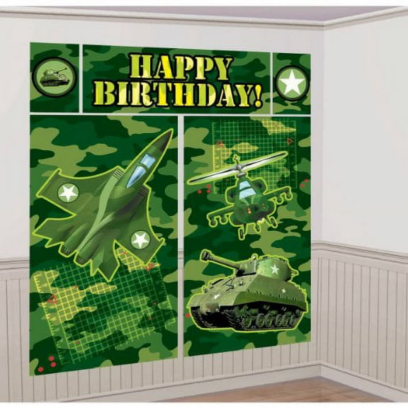 Amscan Military Camouflage Giant Scene Setter Wall Decorating Kit (5pc)