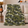 thumbnail image 1 of Military Camouflage Green Autumn Forest, Peaceful Mountain Lake Scene, Warm Flannel Blanket for Cabin and Lodge, Outdoor Lovers person's Day Gift, Artistic Home Decor, 1 of 9