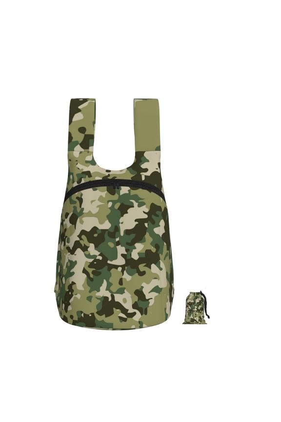 Military Camouflage Green Camo Foldable Storage Backpack Lightweight Packable Travel Daypack for Shopping Commuting Hiking