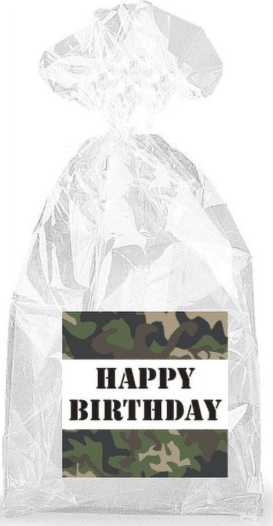 CAKESUPPLYSHOP Military Camouflage Happy Birthday Party Favor Bags with Ties - 12pack