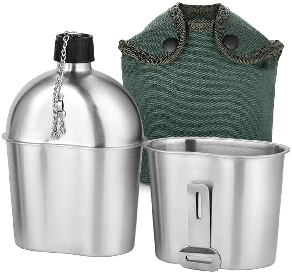 Jolmo Lander Stainless Steel Canteen Cup With Lid & Stove Stand - 800ml, Camping Cooking System