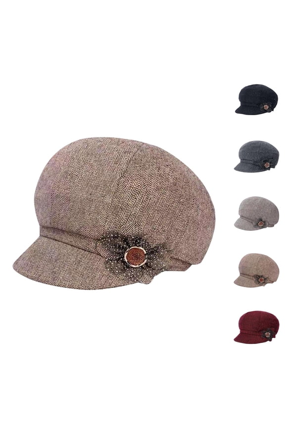 Military Cap Flat Cap And Beret, Red Beret, Straw Fedora, Perfect for Solar Fan Hat Women Retro Classic Visor Cap Beret Hats With Flower Buckle for Woman Ladies