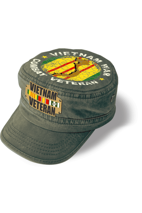 Military Cap Vietnam Combat Veteran 3 Ribbons | Unique Design (U.S. Patent Pending) Colorful
