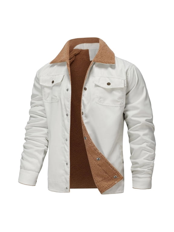 Military Cargo Jacket For Men Windbreaker Fleece Thick Lapel Collar Casual Jacket Autumn Winter Padded Fashion Cargo Jacket