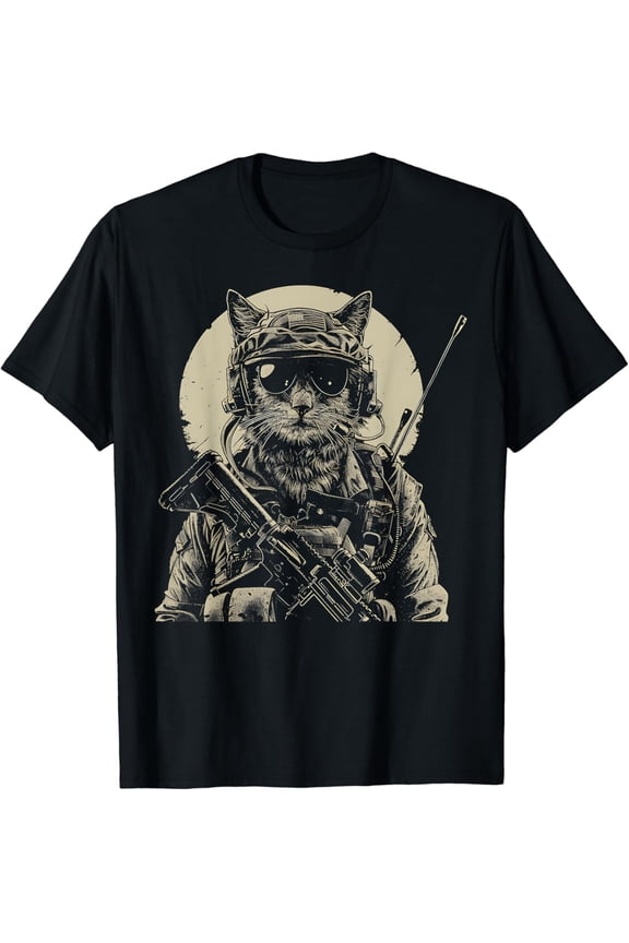 Military Cat Tactical Gear Soldier Idea T-Shirt