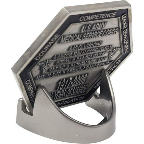 Military Challenge Coin Display Stand - Solid Metal with Anodized Finish - US Vet. Business (Single Satin Nickle)