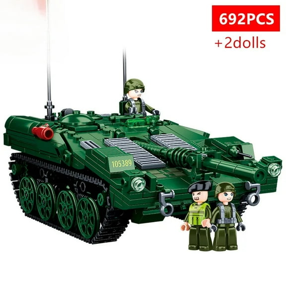 Military Challenger Leopard Panther Heavy Main Battle Tank Soldier Building Blocks Plastic Model Bricks Army Toys for Children