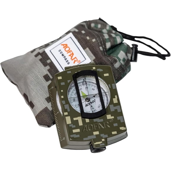 Military Compass,AF-4580 Lensatic Sighting, Waterproof and Shakeproof with Map Measurer Distance Calculator, Pouch for Camping, Hiking
