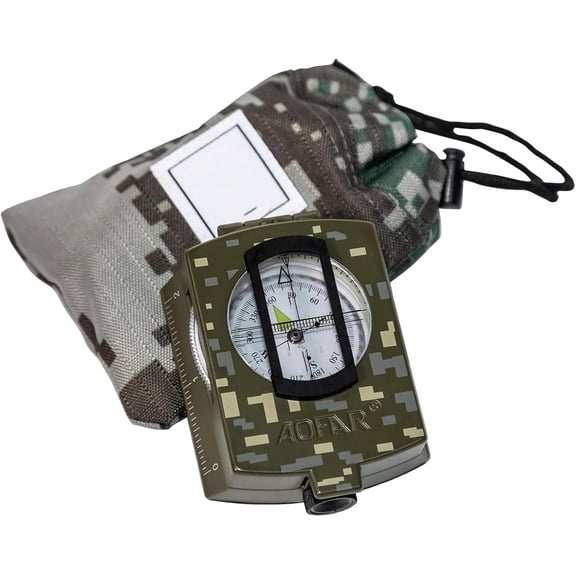 Military Compass, Lensatic Sighting, Waterproof and Shakeproof with Map Measurer Distance Calculator, Pouch