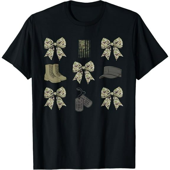 Military Coquette Bow Hat Boots Veteran’s Day T-Shirt