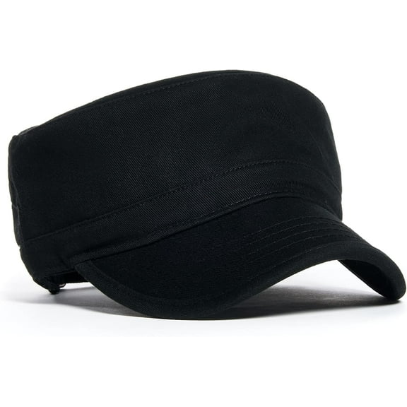 Military Cotton Cadet Hat Adjustable Army Cap for Men & Women, Lightweight, Breathable, Durable Flat Top for Outdoor & Travel