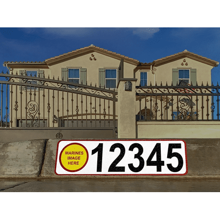 Military Curb Sticker, Reflective Aluminum Personalized Curb Address Decal (Marines)