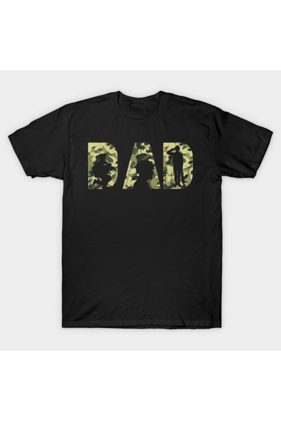 Military Dad Camouflage Veteran Silhouette Shirt G7880 Unisex T-Shirt, Up to Size 5XL