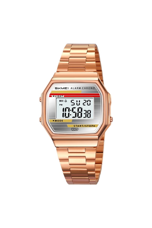 Military Digital Watch, Waterproof 30M Stainless Steel Bracelet, Octagon Case Luminous Alarm Chronograph, Multifunction LED Backlight Wristwatch