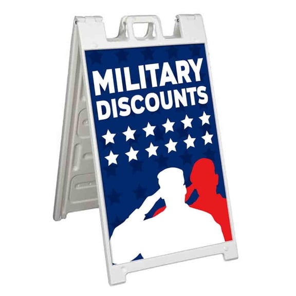 Military Discounts (24" X 36") Standard A-Frame Signicade, Includes Decal Applied To Stand